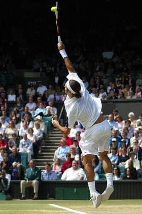 Tennis, Wimbledon, Men, Semifinals, Roger Federer defeats Sebastien Grosjean