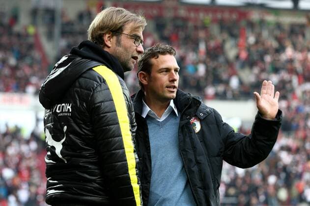 Football, Europa League, Augsburg coach Weinzierl receives Jürgen Klopp's FC Liverpool