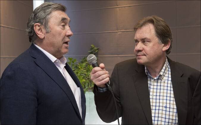 Cycling, Eddy Merckx and Johnny Vansevenant present the book De mannen tegen