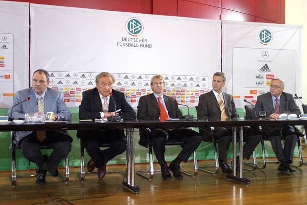 Football, DFB press conference, presentation of Klinsmann as national coach and Bierhoff as manager of the national team