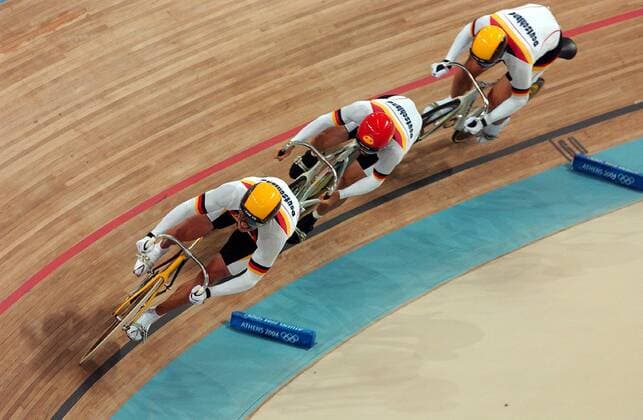 Olympia 2004 - Track cycling, Fiedler, Wolff and Nimke win the team sprint