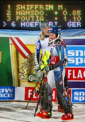 Alpine skiing, World Cup, Ladies' slalom award ceremony in Flachau