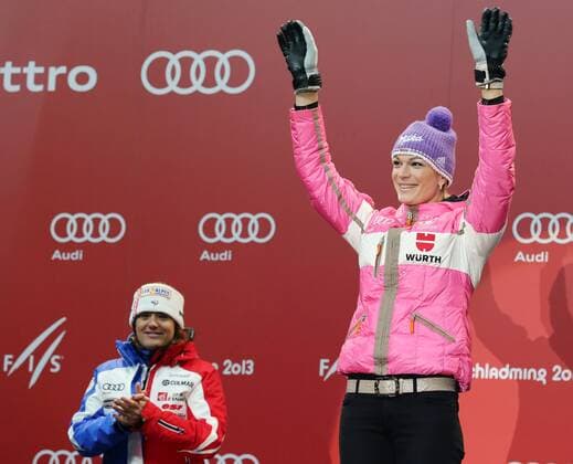 Alpine Skiing World Championships, Women's Downhill, Award Ceremony with Maria Hoefl Riesch