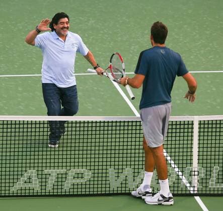 Tennis, ATP Championships in Dubai, Diego Maradona plays with Juan Martin del Potro