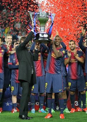 Football, Spain, Primera Division, Award ceremony for Spanish champions FC Barcelona