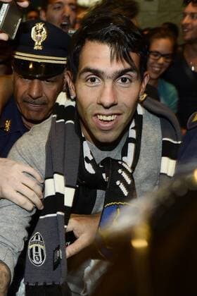 Football, Italy, Arrival of Juventus Turin new signing Carlos Tevez