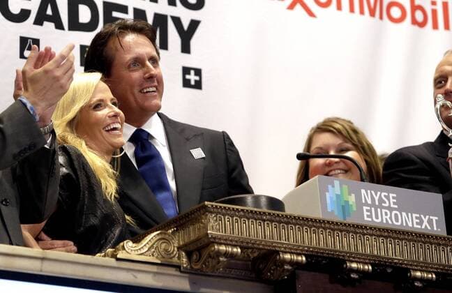 Golf, Phil Mickelson at the traditional closing of the New York Stock Exchange