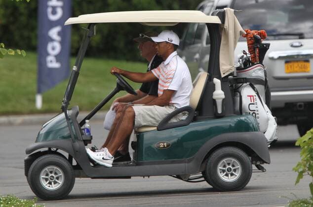 Golf Tiger Woods trains for the Championship Tournament in Pittsford
