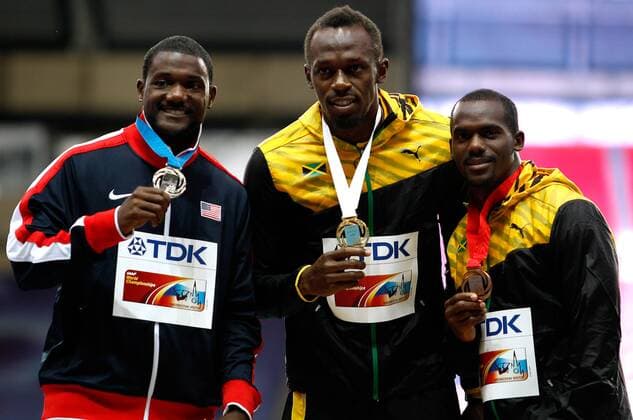 Athletics, World Championships in Moscow, Award Ceremony 100m with Usain Bolt