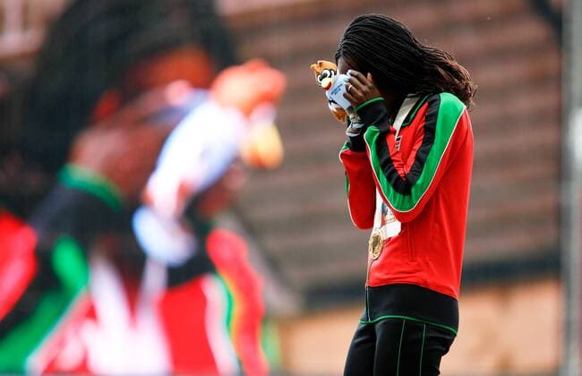 Athletics, World Championships in Moscow, 3000m Obstacle Women, Award Ceremony World Champion Cheywa