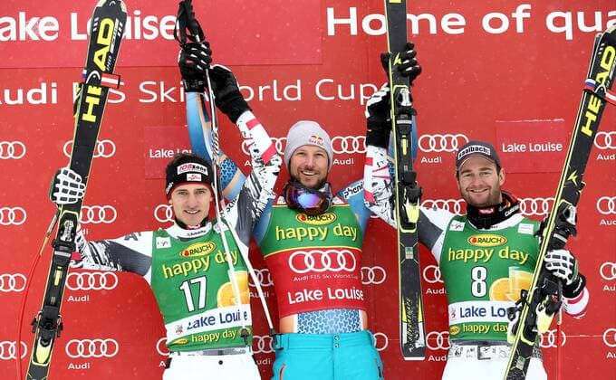 Alpine Skiing, WC in Lake Louise, Super-G - Award Ceremony