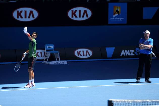Tennis, Australian Open, Novak Djokovic training with coach Boris Becker