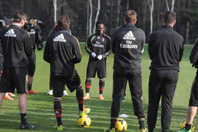 Football, Italy, Serie A, New signing Michael Essien at AC Milan training session