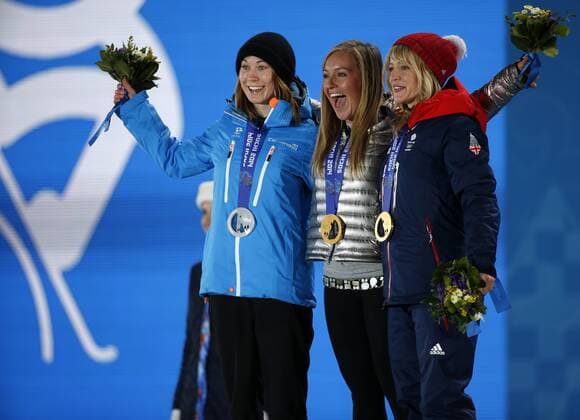 Sochi 2014, Snowboard Slopestyle Women, Award Ceremony with Olympic Champion Jamie Anderson