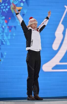 Sochi 2014, Biathlon, Women, 7.5km Sprint, Award Ceremony with Anastasija Kuzmina