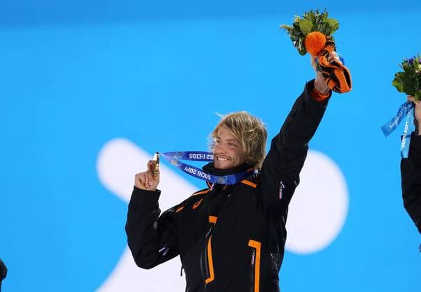 Sochi 2014, Speed Skating, Men, 500m, Award Ceremony with Olympic Champion Michel Mulder