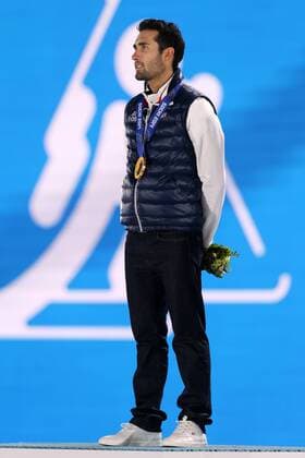 Sochi 2014, Biathlon, Men, Pursuit, Award Ceremony with Olympic Champion Martin Fourcade