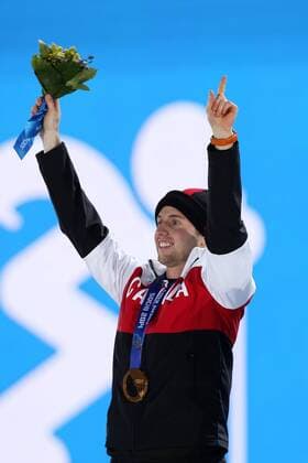 Sochi 2014, Ski Freestyle, Moguls, Men, Award Ceremony with Olympic Champion Alex Bilodeau