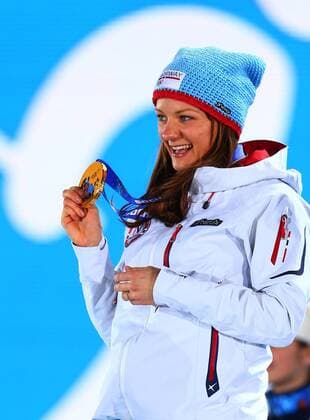 Sochi 2014, Nordic Skiing, Cross-Country, Sprint, Women, Award Ceremony with Olympic Champion Maiken Caspersen Falla