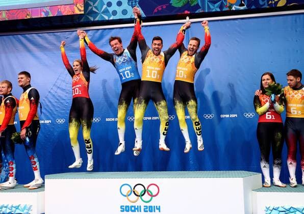 Sochi 2014, Luge, Team Relay, Award Ceremony with Olympic Champion Germany