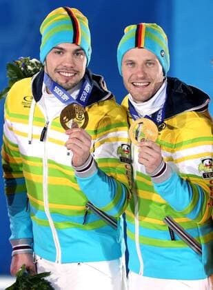 Sochi 2014, Luge, Doubles Men - Award Ceremony with Olympic Champion Tobias Wendl and Tobias Artl