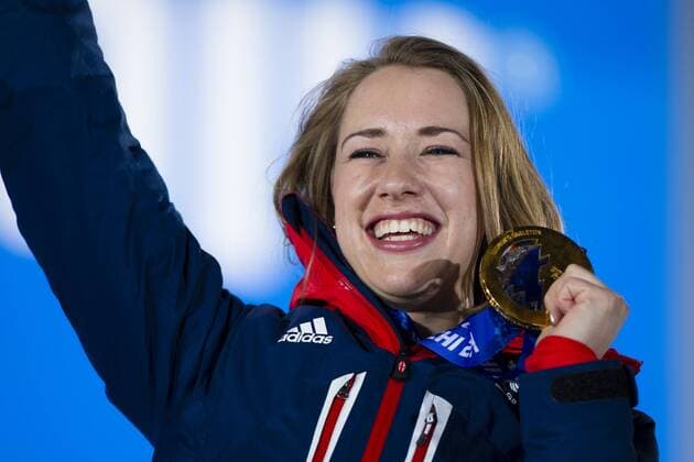 Sochi 2014, Skeleton, Women, Award Ceremony Olympic Champion Lizzy Yarnold