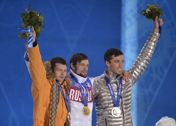 Sochi 2014, Skeleton, Award Ceremony with Olympic Champion Alexander Tretyakov