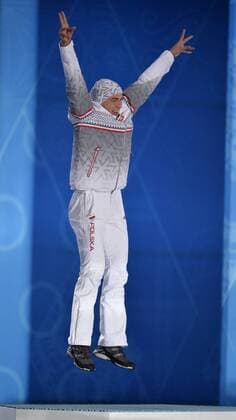Sochi 2014, Speed Skating, Men's 1500 metres, Award Ceremony with Olympic Champion Zbigniew Brodka