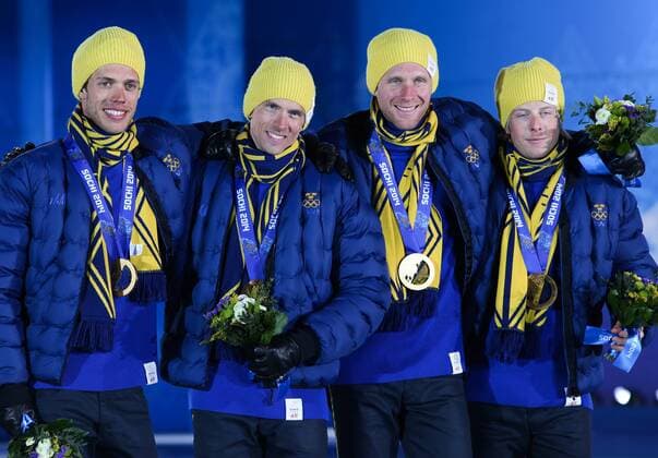 Sochi 2014, Cross-Country Relay Men 4x10km, Award Ceremony Olympic Champion Sweden