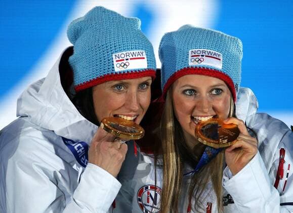 Sochi 2014, Nordic Skiing, Cross Country, Women - Award Ceremony with Olympic Champion Team Norway