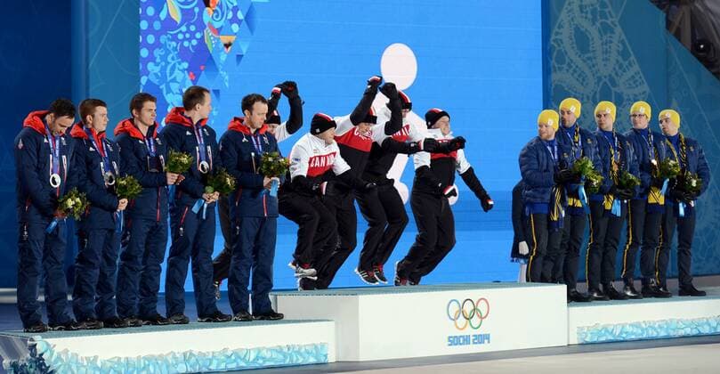 Sochi 2014, Curling, Men, Award Ceremony with Olympic Champion Canada