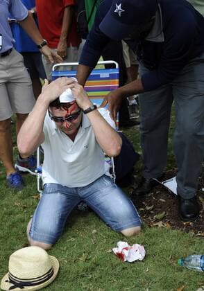 Golf, WGC, Cadillac Championship at Doral, Fan gets hit by golf ball