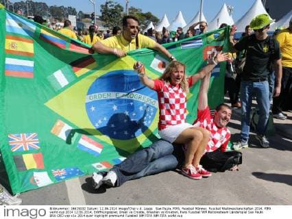 FIFA World Cup 2014, Croatia and Brazil fans before opening match in Sao Paulo