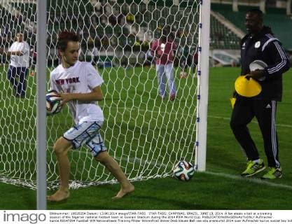 FIFA World Cup 2014, children steal balls during training of Nigerian national team