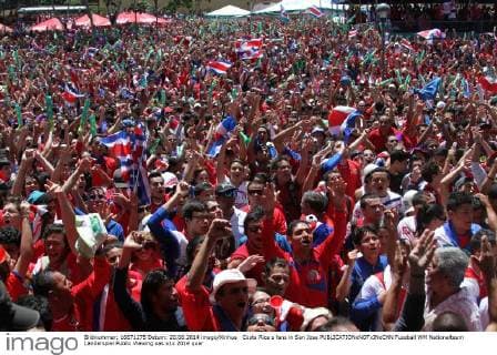 FIFA World Cup 2014, fans celebrate in Costa Rica's capital San Jose after reaching the last 16