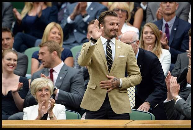 Tennis, Wimbledon, David Beckham with his mother as spectator on Day 6
