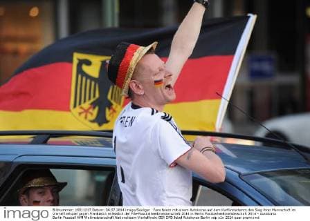 FIFA World Cup 2014, quarter-finals, fans in Berlin celebrate semi-final with motorcade
