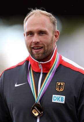 Athletics, European Championships in Zurich, Discus, Robert Harting at the award ceremony