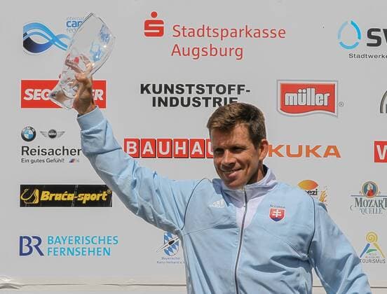 Canoe, Award ceremony with the overall World Cup winners Martikan, Schubert and Hoskova