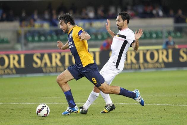 Football, Italy, Luca Toni scores goal for Hellas Verona