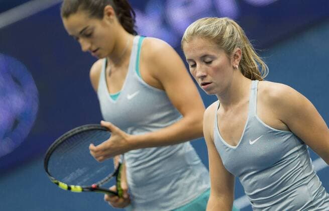 Tennis, WTA Tournament in Linz, Annika Beck with doubles partner Caroline Garcia