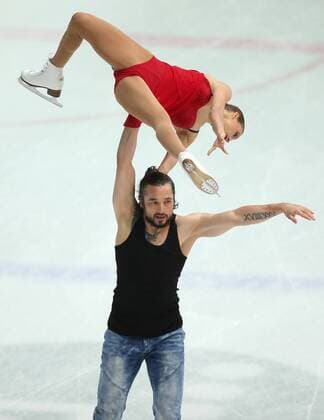 Figure skating, Golden Spin in Zagreb, Turkish ex national football player Ilhan Mansiz training with his partner Olga Bestandigova