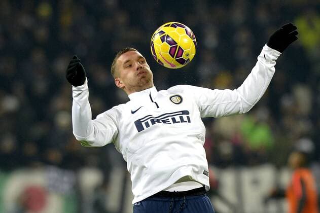 Football, Italy, Serie A, Lukas Podolski on the bench for Inter Milan match