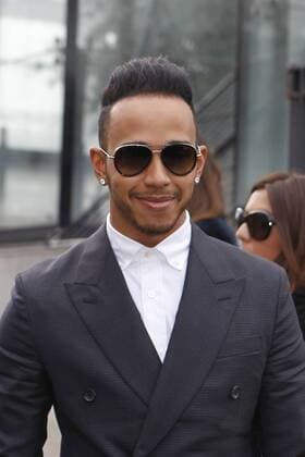Lewis Hamilton and Hidetoshi Nakata at the Parise Louis Vuitton Pret a Porter Fashion Show in Paris
