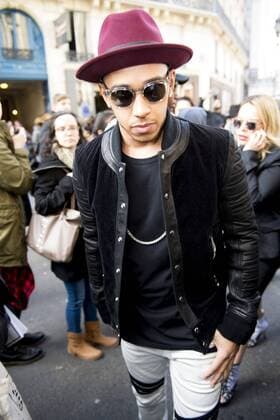 Lewis Hamilton during the Balmin Pret a Porter show at Paris Fashion Week.