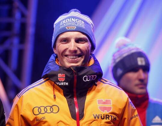 Biathlon, World Championships in Kontiolahti, Award Ceremony with Erik Lesser and Laura Dahlmeier