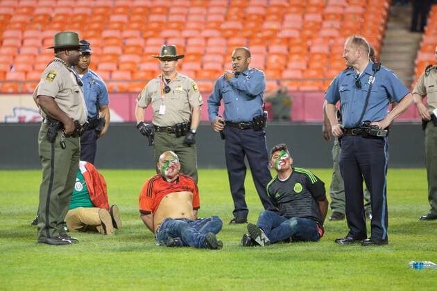 Football, International match, Paraguay - Mexico, Fans storm the pitch