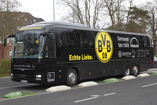 Football, CL, Borussia Dortmund team bus - archive pictures