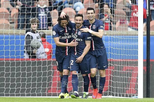 Football, France, Ligue 1, Football, France, Ligue 1, Paris Saint Germain - OSC Lille, Lavezzi with treble