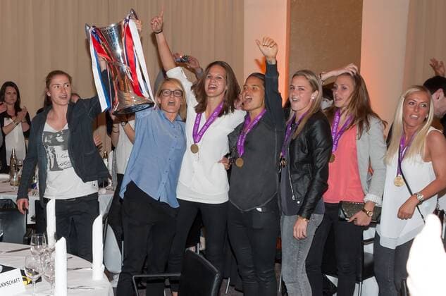 Football, Women, Victory celebration 1. FFC Frankfurt after winning the Champions League